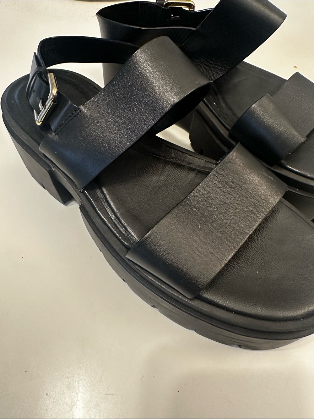 Zara Chunky Black Platform Sandals with Buckle Strap - New never worn - Picture 9 of 11